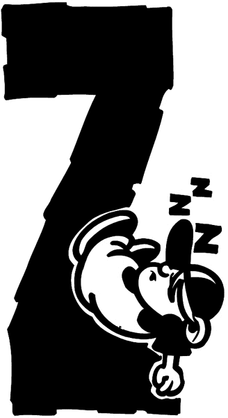 The letter 'Z' with a guy catching z's nearby vinyl sticker. Customize on line. Numbers 065-1726
